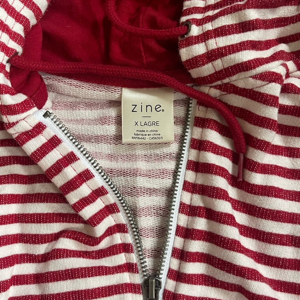 Zine Red and White Striped Hoodie